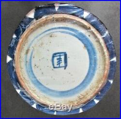Fine ANCIENT CHINESE Blue & White Porcelain Plate in Velvet Shadowbox antique