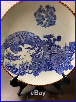 Fine Authentic 19th Century Blue & White Japanese Igezara Charger Plate Signed