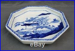 Fine Chinese Antique Kangxi Qing Blue & White Porcelain Octagon Plate