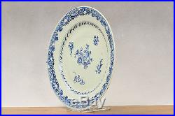 Fine Condition! 18th c Qianlong 26cm Blue & White Charger Plate Flowers Qing