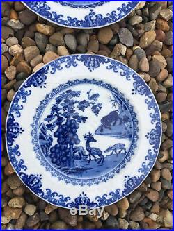 Fine Set Of 18th Century Antique Chinese Blue & White Porcelain Plates Kangxi
