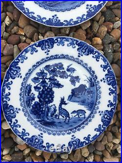 Fine Set Of 18th Century Antique Chinese Blue & White Porcelain Plates Kangxi