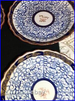 First Period Worcester Royal Lily Pattern Dr Wall 6 x 18th Fluted 9 3/4 Plates