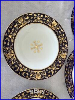 Five Royal Crown Derby, England 10 Plates (COBALT BLUE/WHITE/GOLD) RARE