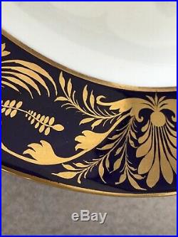 Five Royal Crown Derby, England 10 Plates (COBALT BLUE/WHITE/GOLD) RARE