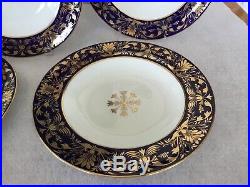 Five Royal Crown Derby, England 10 Plates (COBALT BLUE/WHITE/GOLD) RARE