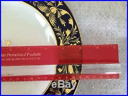 Five Royal Crown Derby, England 10 Plates (COBALT BLUE/WHITE/GOLD) RARE