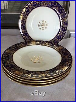 Five Royal Crown Derby, England 10 Plates (COBALT BLUE/WHITE/GOLD) RARE