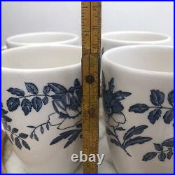 Floral Churchill Coffee mugs 4 Peony Delft Blue White Roses Vitrified? Ceramic