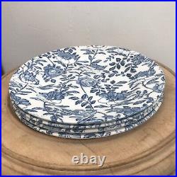Floral Churchill Dinner Plates 4 Peony Blue White Roses Vitrified 10 Ceramic