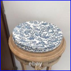 Floral Churchill Dinner Plates 4 Peony Blue White Roses Vitrified 10 Ceramic