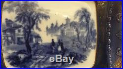 Flow Blue Pearlware Dispay plate Blue & White mid 19thc