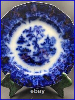 Flow Blue Scinde Dinner Plate 10 1/4 T. Walker Pottery 1845-1851