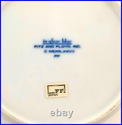 Foo Dog Fitz Floyd Design on Blue and White Plate in Wood Frame Vintage Decor