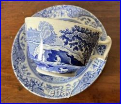 Four X Spode Blue Italian, Jumbo Tea cups and Saucers, 4 cups, 4 saucers