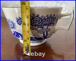 Four X Spode Blue Italian, Jumbo Tea cups and Saucers, 4 cups, 4 saucers