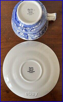 Four X Spode Blue Italian, Jumbo Tea cups and Saucers, 4 cups, 4 saucers