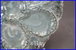 French Blue & White Marbleized Agateware / Aptware & Gold Oyster Plate C. 1890s
