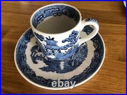 Full set of 6 Wedgwood Willow Pattern Coffee/Espresso Cans and Saucers