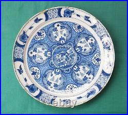 GOOD ANTIQUE 18th CENTURY BLUE & WHITE DUTCH/ENGLISH DELFT PLATE