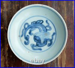 Genuine CHINA Ming Dynasty Wan-Li Ancient Blue & White Porcelain Plate Dragon