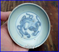 Genuine CHINA Ming Dynasty Wan-Li Ancient Blue & White Porcelain Plate Dragon
