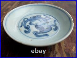 Genuine CHINA Ming Dynasty Wan-Li Ancient Blue & White Porcelain Plate Dragon
