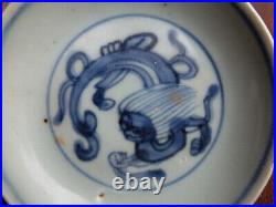 Genuine CHINA Ming Dynasty Wan-Li Ancient Blue & White Porcelain Plate Dragon