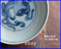 Genuine CHINA Ming Dynasty Wan-Li Ancient Blue & White Porcelain Plate Dragon