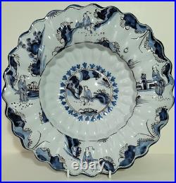 German faience blue and white lobed dish c. 1700 poss Hanau Frankfurt