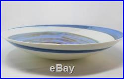 Gorgeous Blue White Ocean Swirl Charger Plate Decorative Designer Art Glass
