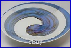 Gorgeous Blue White Ocean Swirl Charger Plate Decorative Designer Art Glass