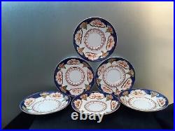 HAIG 6 Beautiful IMARI STYLE BONE CHINA White with Blue & Golden Outline