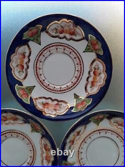 HAIG 6 Beautiful IMARI STYLE BONE CHINA White with Blue & Golden Outline