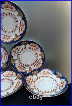 HAIG 6 Beautiful IMARI STYLE BONE CHINA White with Blue & Golden Outline