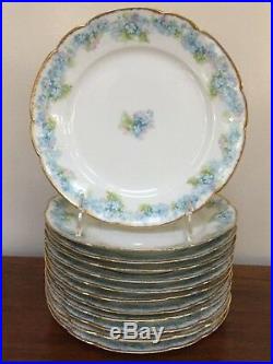 HAVILAND Limoges Schleiger 189 Blue & White Flowers Salad Plate Set of 12