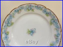 HAVILAND Limoges Schleiger 189 Blue & White Flowers Salad Plate Set of 12