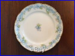 HAVILAND Limoges Schleiger 189 Blue & White Flowers Salad Plate Set of 12