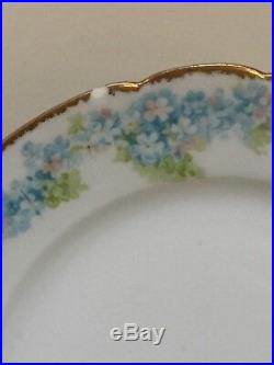 HAVILAND Limoges Schleiger 189 Blue & White Flowers Salad Plate Set of 12