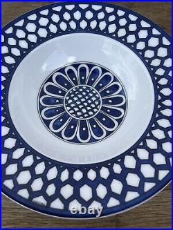 HERMES BLEUS D'AILLEURS 1 Rim Soup Plate Bowl in Blue Printed Porcelain