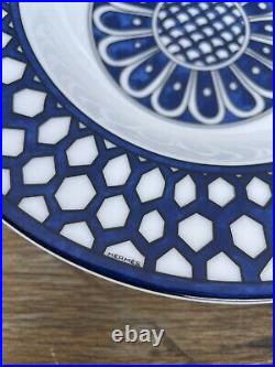 HERMES BLEUS D'AILLEURS 1 Rim Soup Plate Bowl in Blue Printed Porcelain