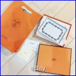 HERMES Chaine d'Ancre Rectangle Plate White/Blue In Box New