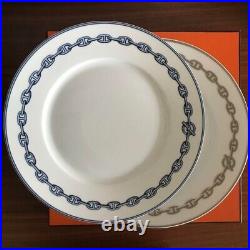 HERMES Paris CHAINE D'ANCRE Blue Dinner Plate Porcelain Round Dish 27cm