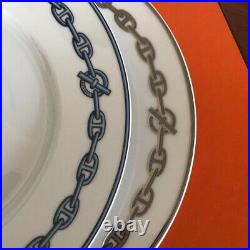 HERMES Paris CHAINE D'ANCRE Blue Dinner Plate Porcelain Round Dish 27cm