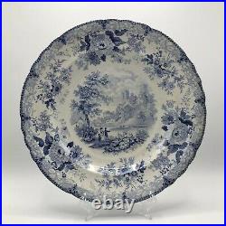 HISTORIC Belle Vue Pottery Hull Blue & White Transferware Plate Durham Cathedral