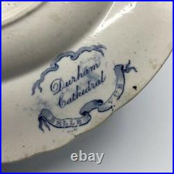 HISTORIC Belle Vue Pottery Hull Blue & White Transferware Plate Durham Cathedral