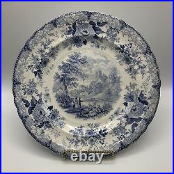 HISTORIC Belle Vue Pottery Hull Blue & White Transferware Plate Durham Cathedral