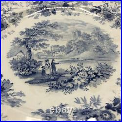 HISTORIC Belle Vue Pottery Hull Blue & White Transferware Plate Durham Cathedral