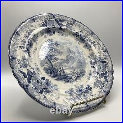 HISTORIC Belle Vue Pottery Hull Blue & White Transferware Plate Durham Cathedral