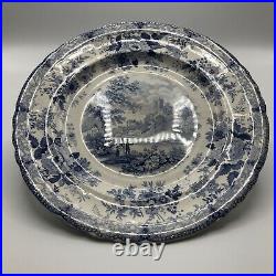 HISTORIC Belle Vue Pottery Hull Blue & White Transferware Plate Durham Cathedral